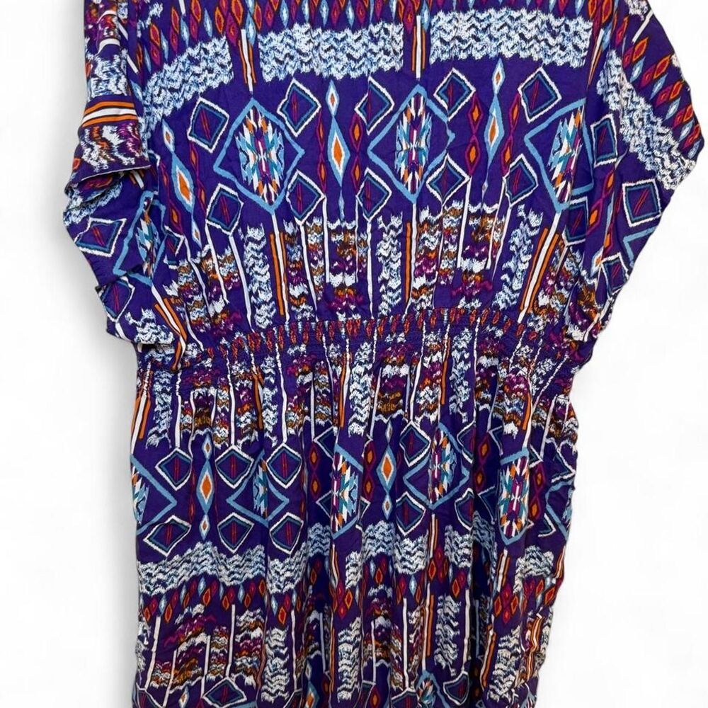 Forever 21+ Plus Women's Purple Orange Multicolor Geometric Casual Dress - Picture 5 of 5